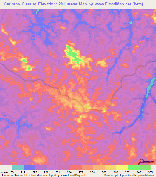 Garimpo Clareira,Brazil Elevation Map