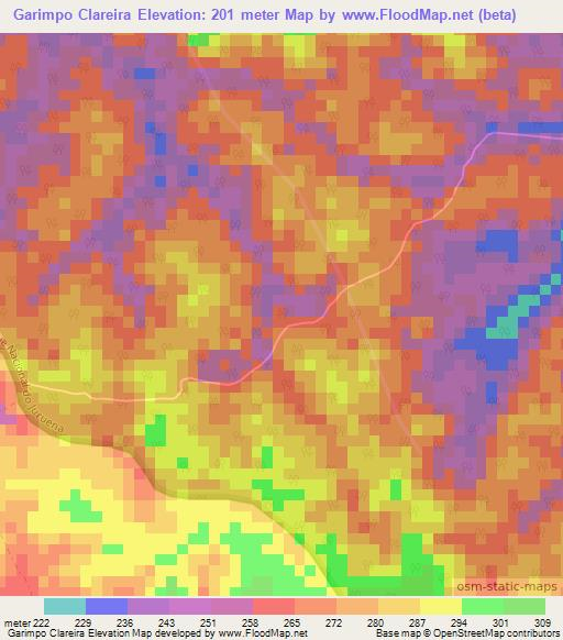 Garimpo Clareira,Brazil Elevation Map