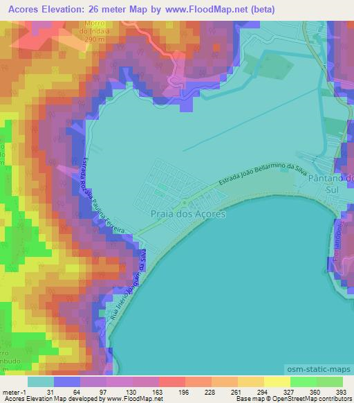 Acores,Brazil Elevation Map