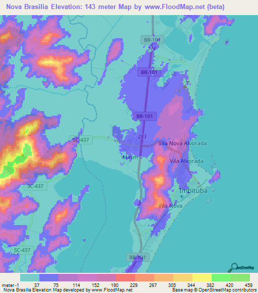 Nova Brasilia,Brazil Elevation Map