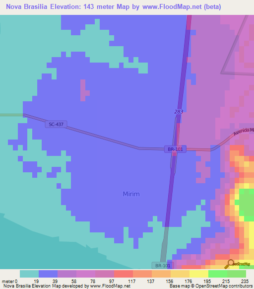 Nova Brasilia,Brazil Elevation Map