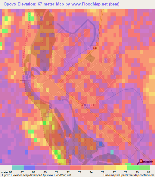 Opovo,Serbia Elevation Map