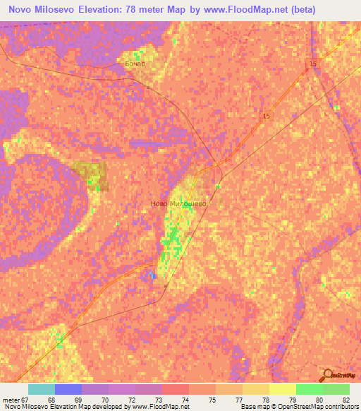 Novo Milosevo,Serbia Elevation Map