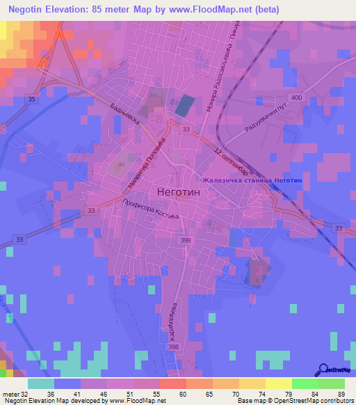 Negotin,Serbia Elevation Map