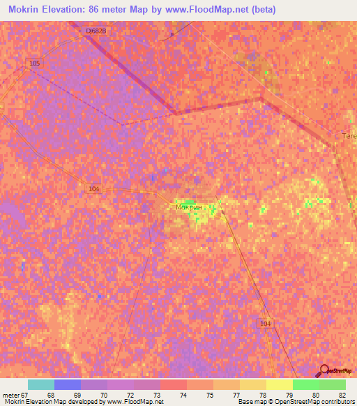 Mokrin,Serbia Elevation Map