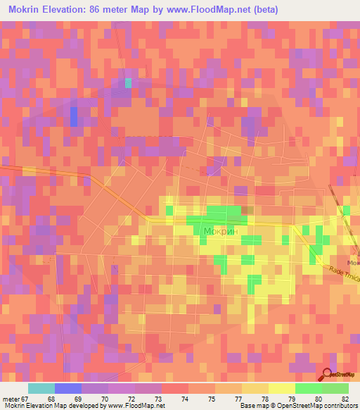 Mokrin,Serbia Elevation Map