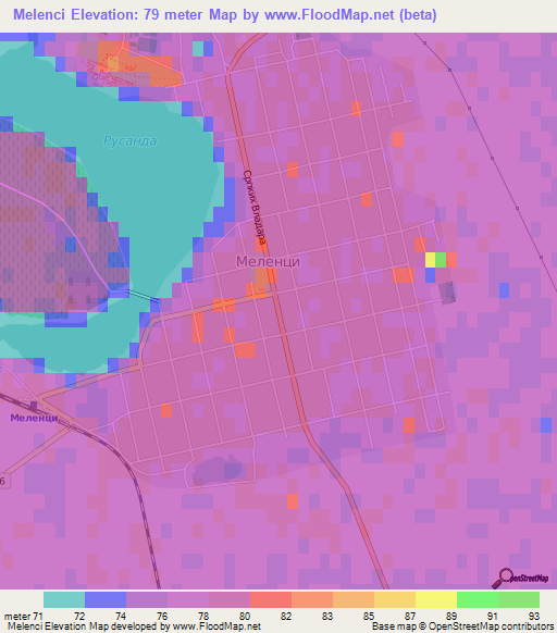 Melenci,Serbia Elevation Map