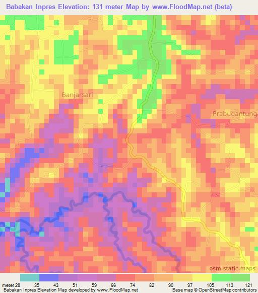 Babakan Inpres,Indonesia Elevation Map