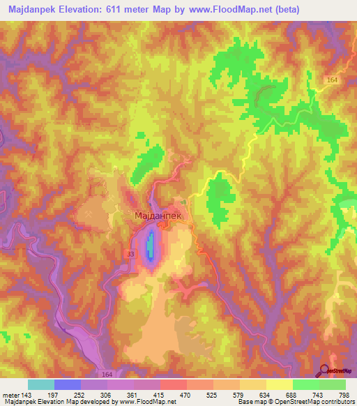 Majdanpek,Serbia Elevation Map