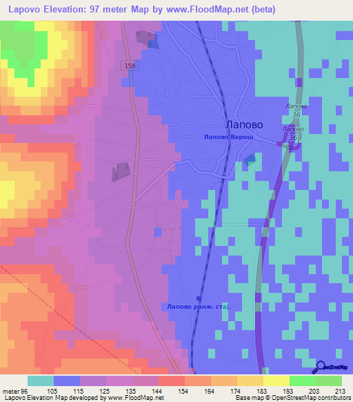 Lapovo,Serbia Elevation Map