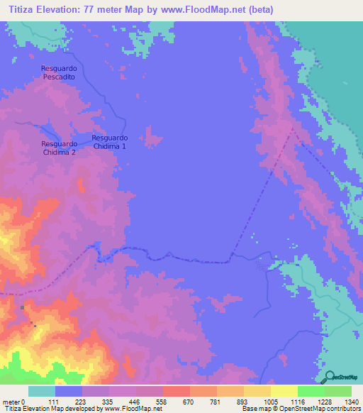 Titiza,Colombia Elevation Map