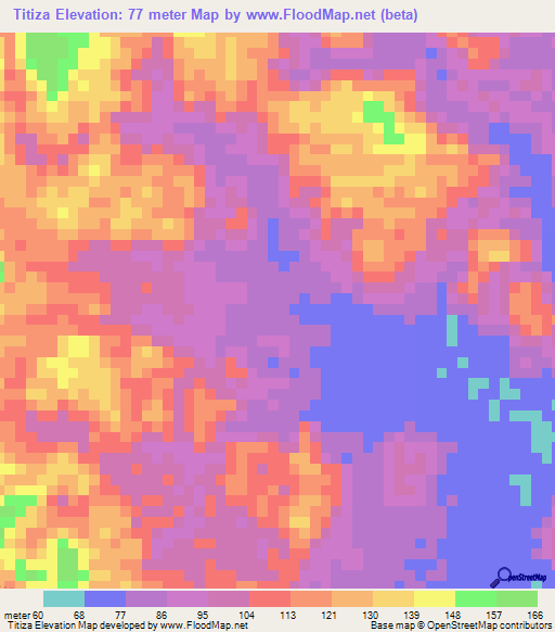 Titiza,Colombia Elevation Map