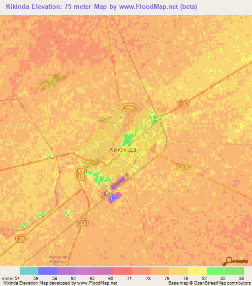 Kikinda,Serbia Elevation Map