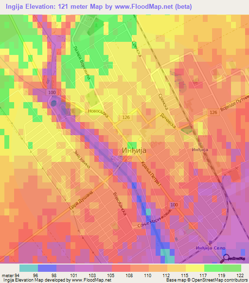 Ingija,Serbia Elevation Map