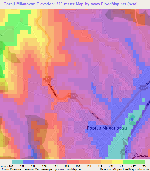 Gornji Milanovac,Serbia Elevation Map