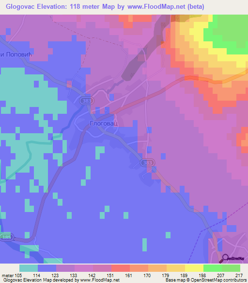 Glogovac,Serbia Elevation Map