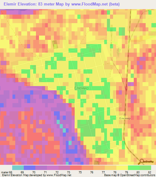 Elemir,Serbia Elevation Map