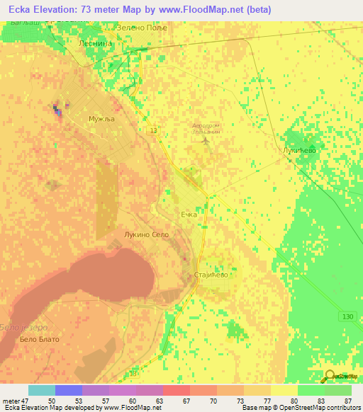 Ecka,Serbia Elevation Map