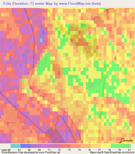 Ecka,Serbia Elevation Map