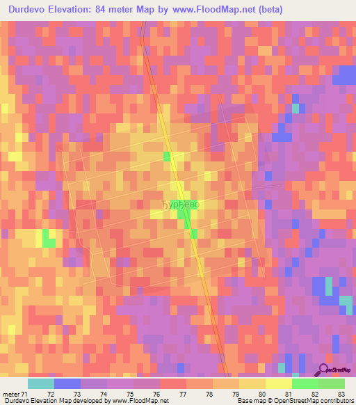 Durdevo,Serbia Elevation Map