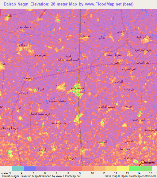 Dairab Negm,Egypt Elevation Map