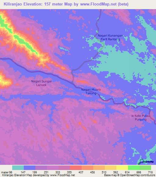 Kiliranjao,Indonesia Elevation Map