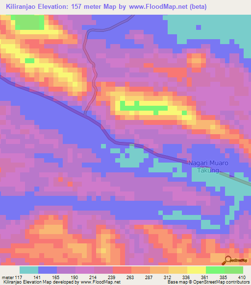 Kiliranjao,Indonesia Elevation Map