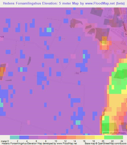 Hedens Forsamlingshus,Denmark Elevation Map