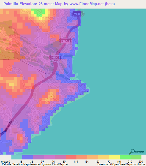 Palmilla,Mexico Elevation Map