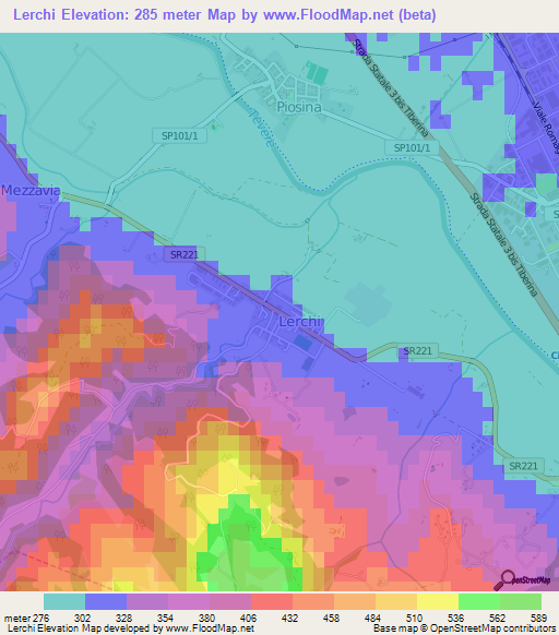 Lerchi,Italy Elevation Map