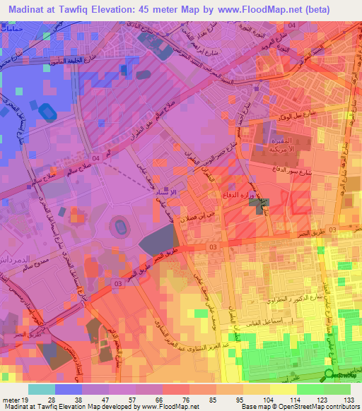 Madinat at Tawfiq,Egypt Elevation Map