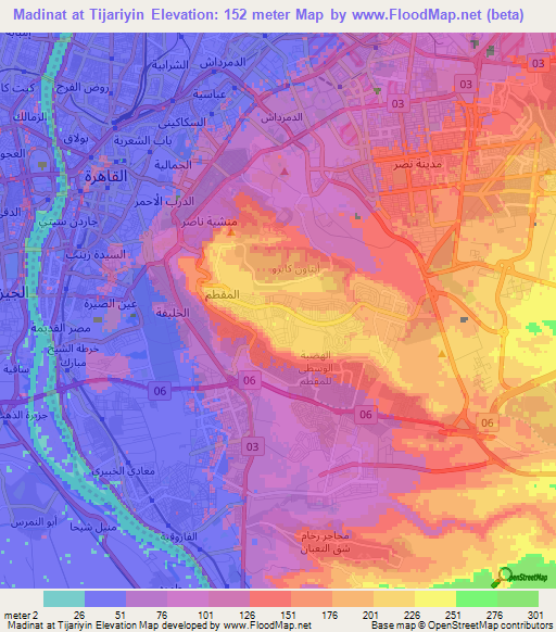 Madinat at Tijariyin,Egypt Elevation Map