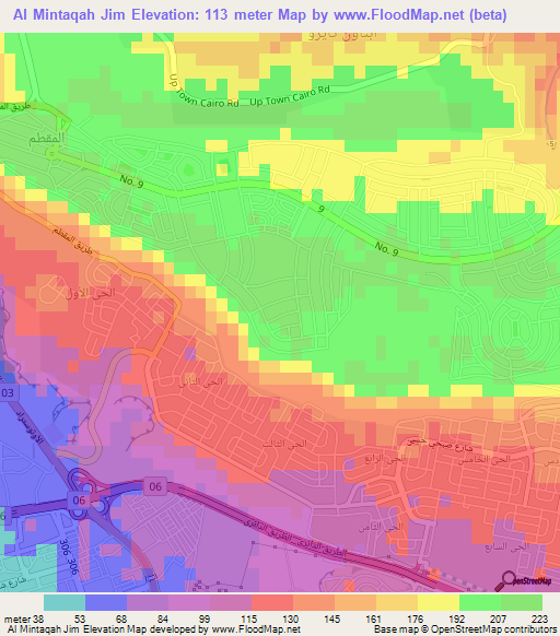 Al Mintaqah Jim,Egypt Elevation Map