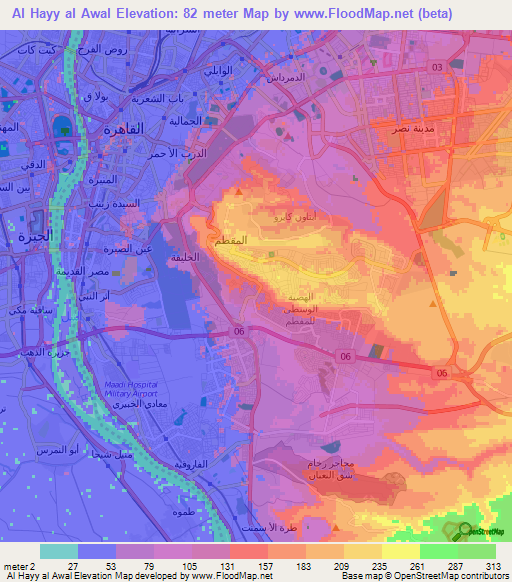 Al Hayy al Awal,Egypt Elevation Map