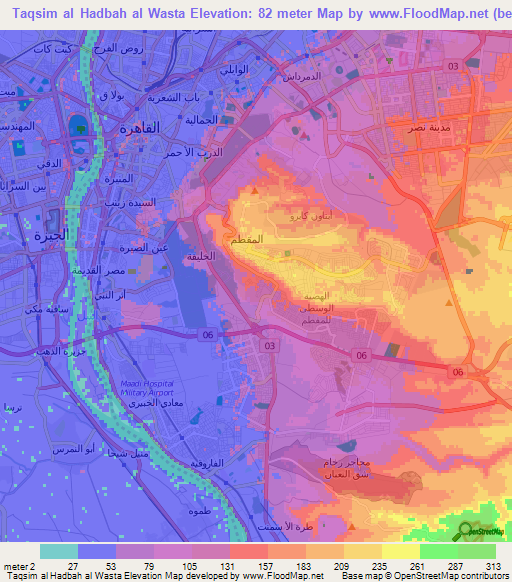 Taqsim al Hadbah al Wasta,Egypt Elevation Map