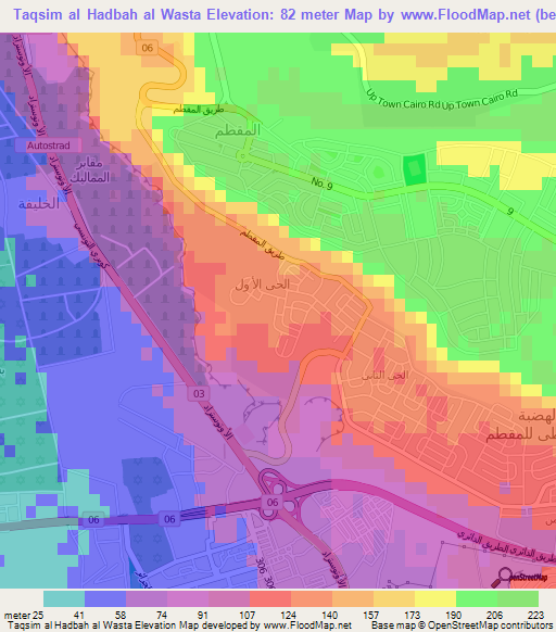 Taqsim al Hadbah al Wasta,Egypt Elevation Map