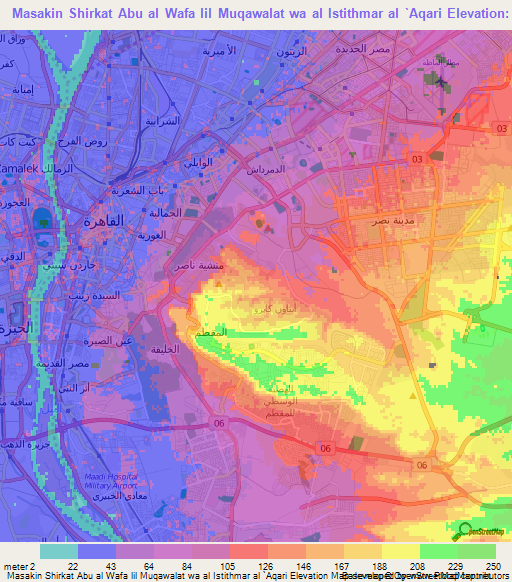 Masakin Shirkat Abu al Wafa lil Muqawalat wa al Istithmar al `Aqari,Egypt Elevation Map