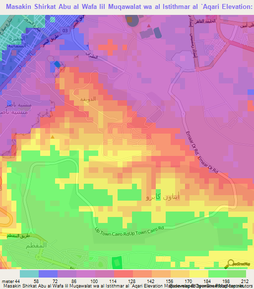 Masakin Shirkat Abu al Wafa lil Muqawalat wa al Istithmar al `Aqari,Egypt Elevation Map