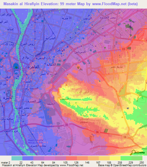 Masakin al Hirafiyin,Egypt Elevation Map