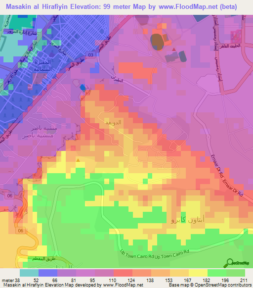 Masakin al Hirafiyin,Egypt Elevation Map