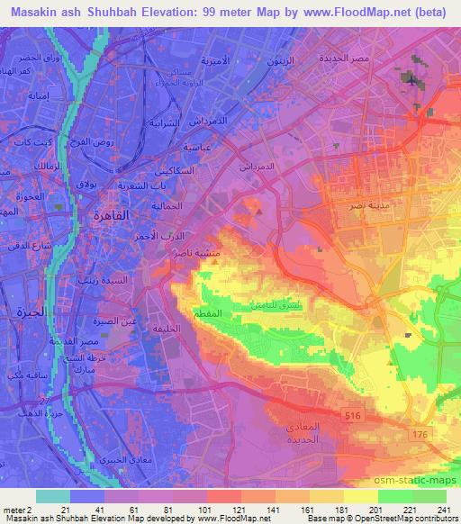 Masakin ash Shuhbah,Egypt Elevation Map