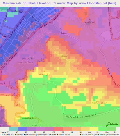 Masakin ash Shuhbah,Egypt Elevation Map