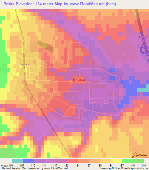 Beska,Serbia Elevation Map