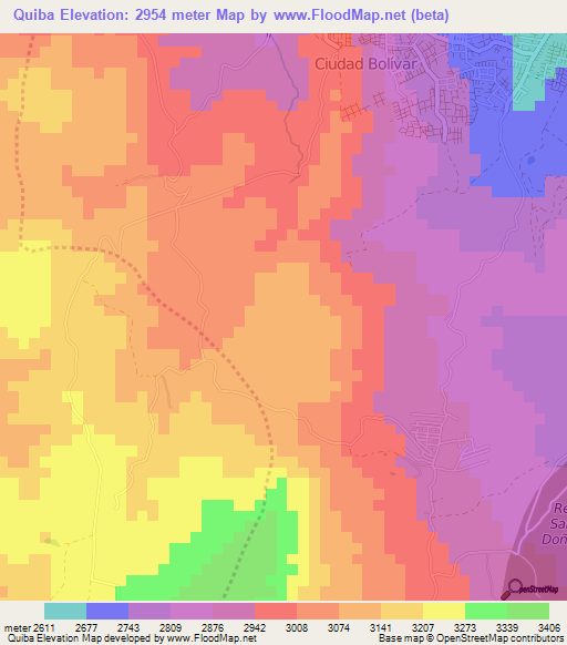 Quiba,Colombia Elevation Map