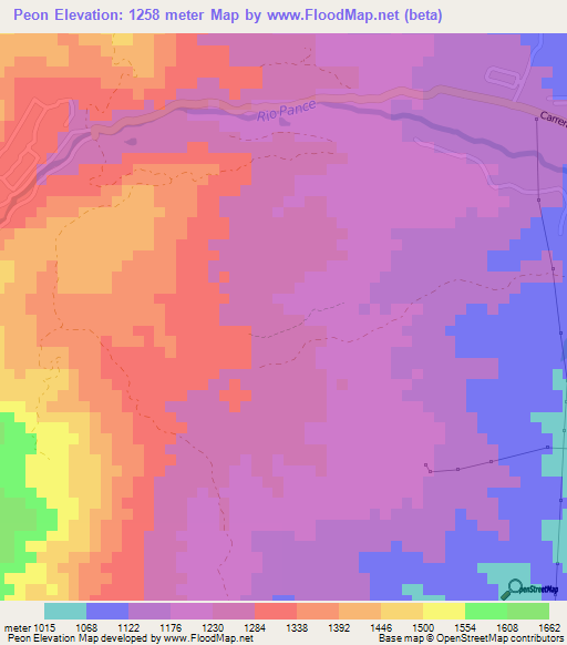 Peon,Colombia Elevation Map