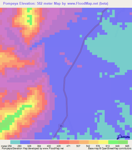 Pompeya,Colombia Elevation Map