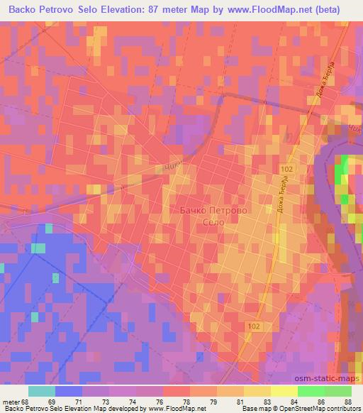 Backo Petrovo Selo,Serbia Elevation Map