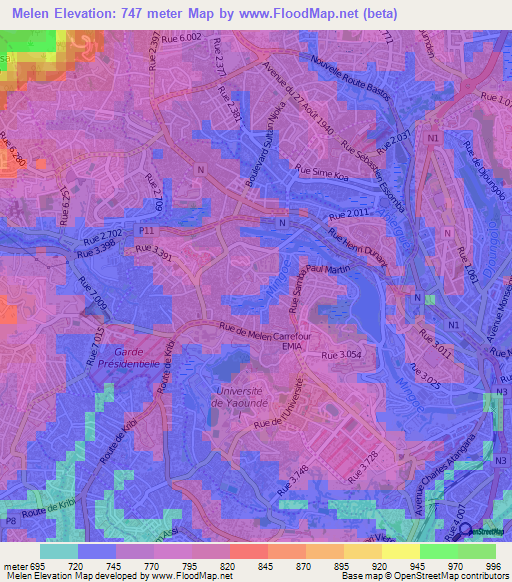 Melen,Cameroon Elevation Map