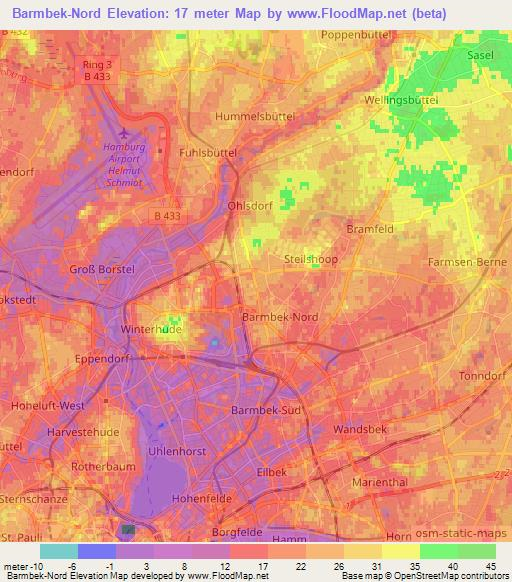 Barmbek-Nord,Germany Elevation Map