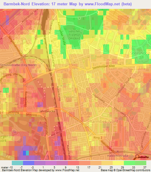 Barmbek-Nord,Germany Elevation Map